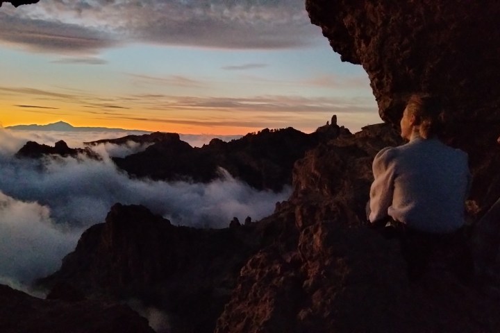 a couple on a night hike